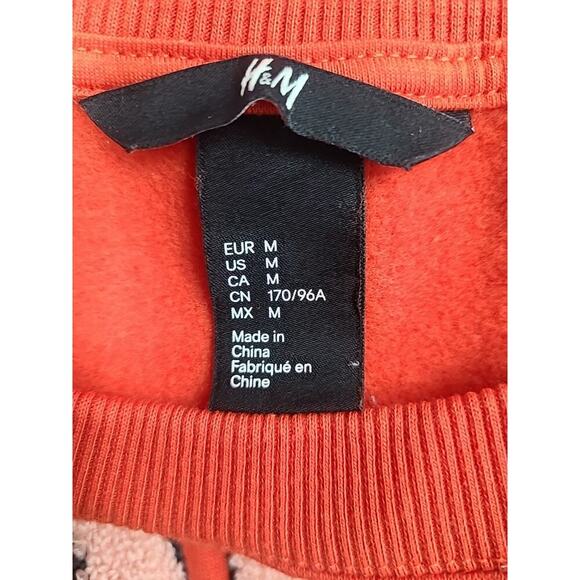 H&M Stockholm Berlin Oversized Sweatshirt Womens Medium Orange Spellout Textured - Picture 4 of 5